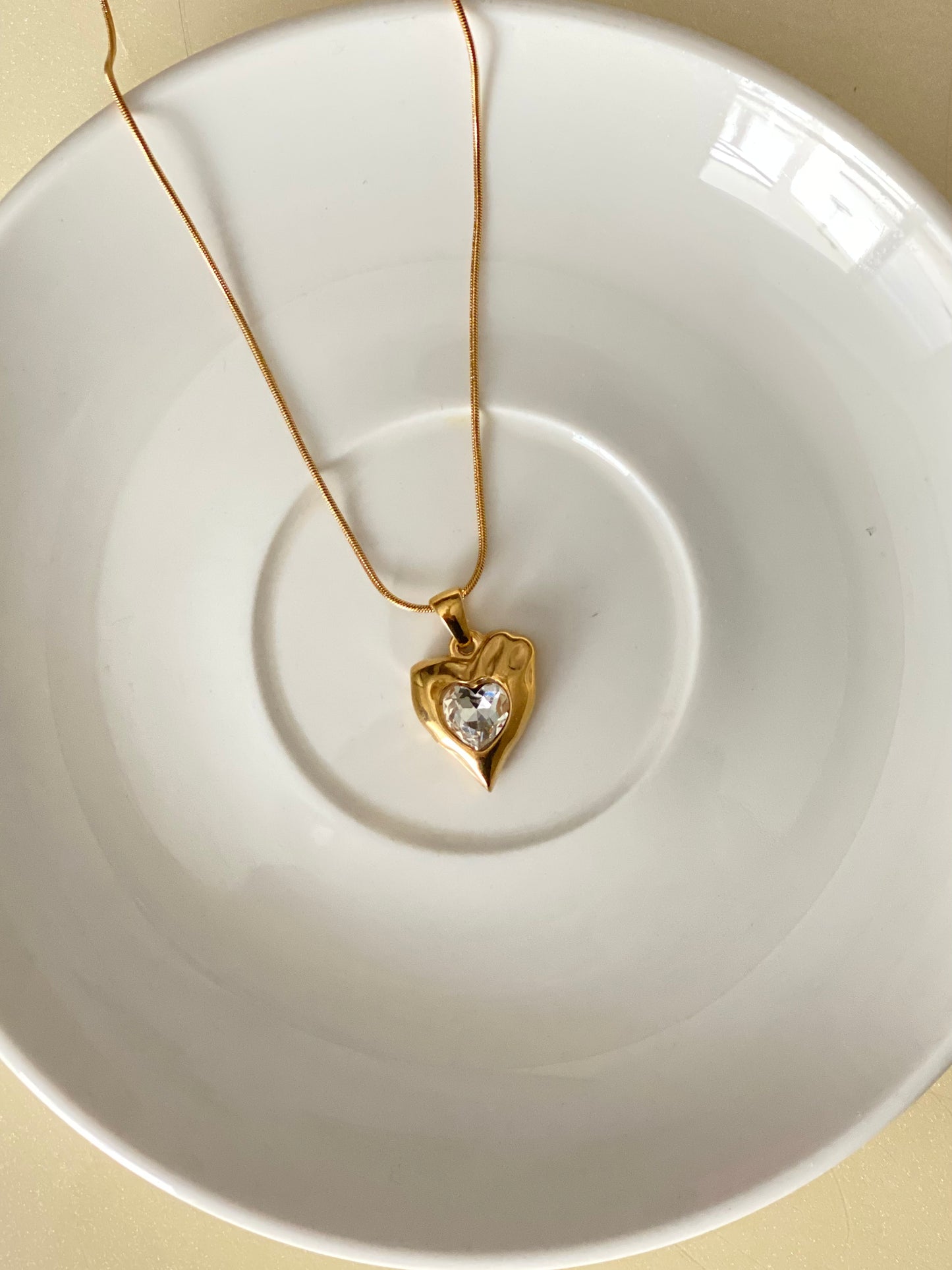 Heart Stone gold heart pendant necklace by The Adorn Pakistan